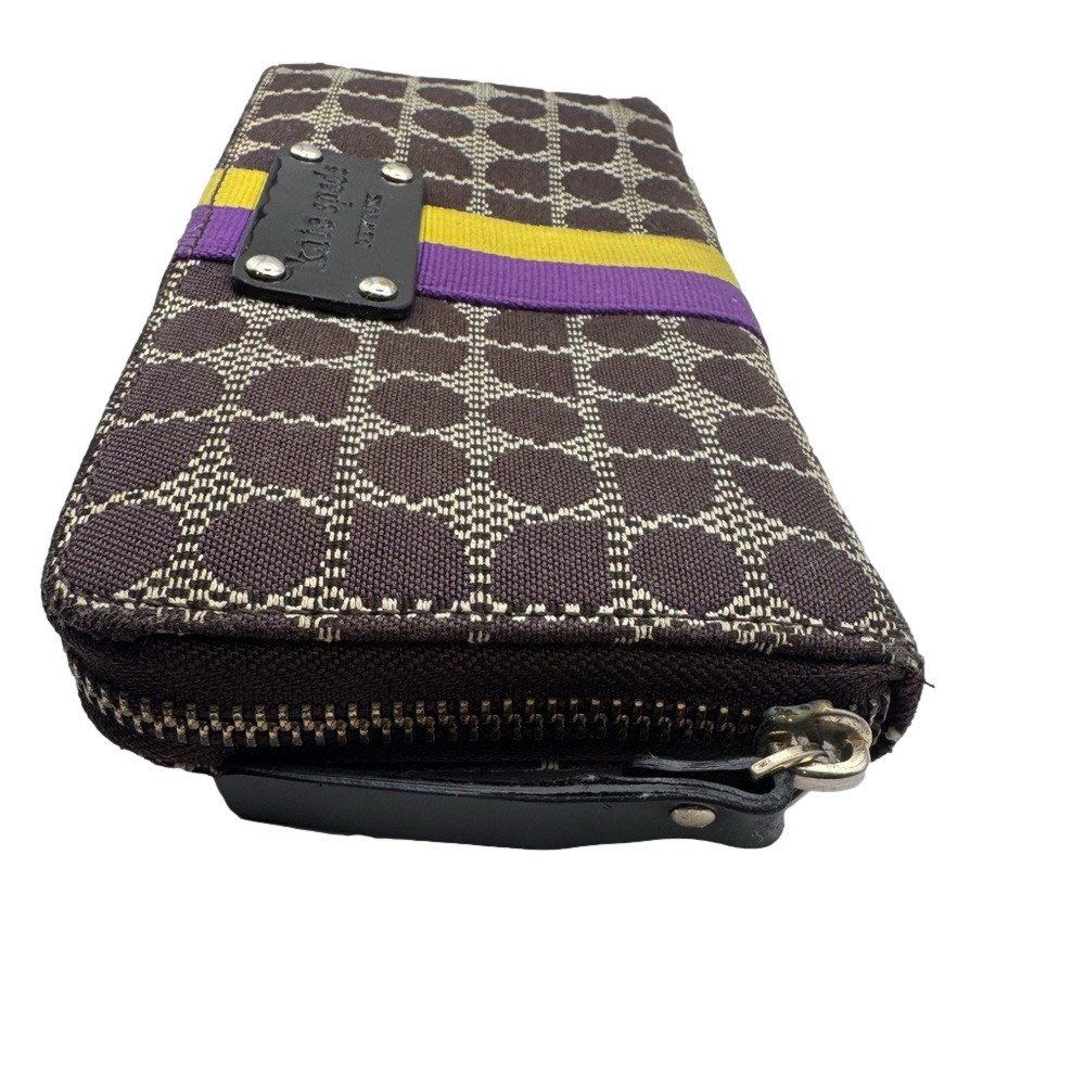 KATE SPADE ♠️ Neda Thompson Street Noel Brown Fabric Zip Around Wallet - Picture 9 of 10